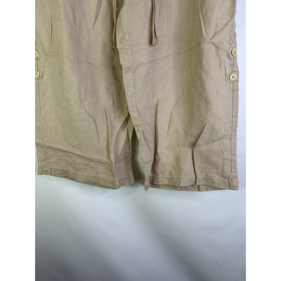 Vintage 90s Tommy Hilfiger Linen Wide Leg Cropped Flowy Pants - Picture 2 of 9